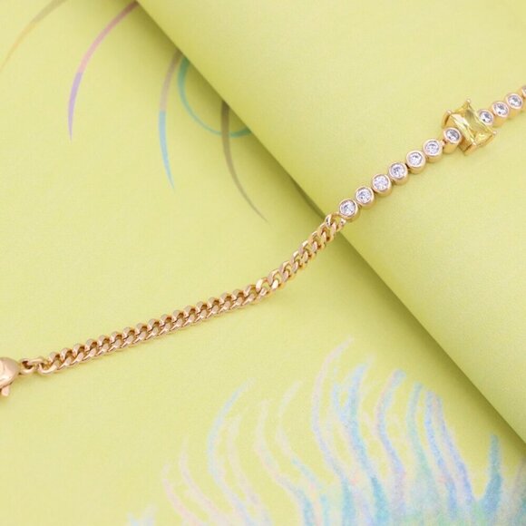 "Delicate Yellow Stone & Crystal Rose Gold Bracelet, XPBL0765 - Picture 4 of 10